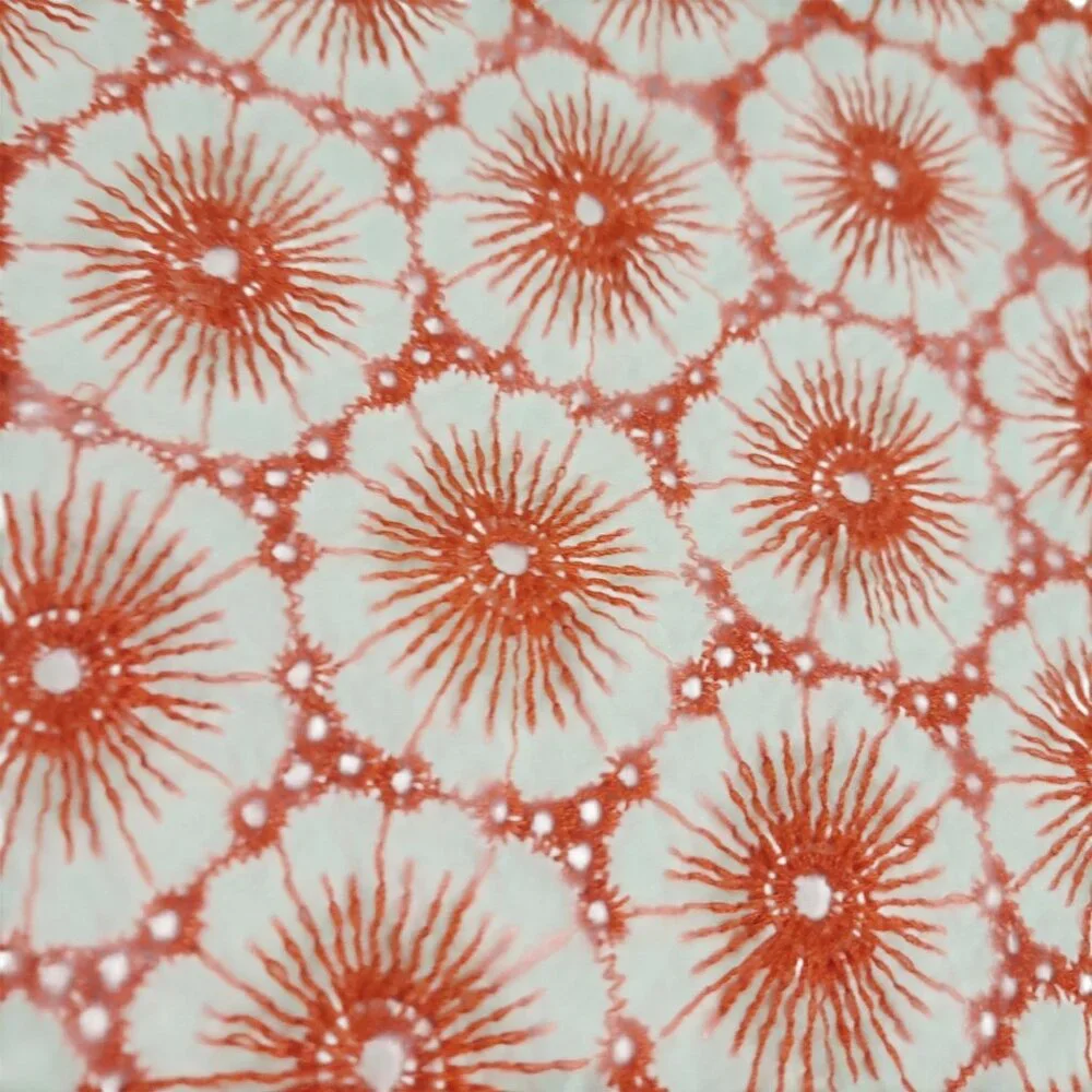 Boden Womens Embroidered Lace Floral Coral Red & White Cotton A-Line Skirt 16R - Picture 3 of 11